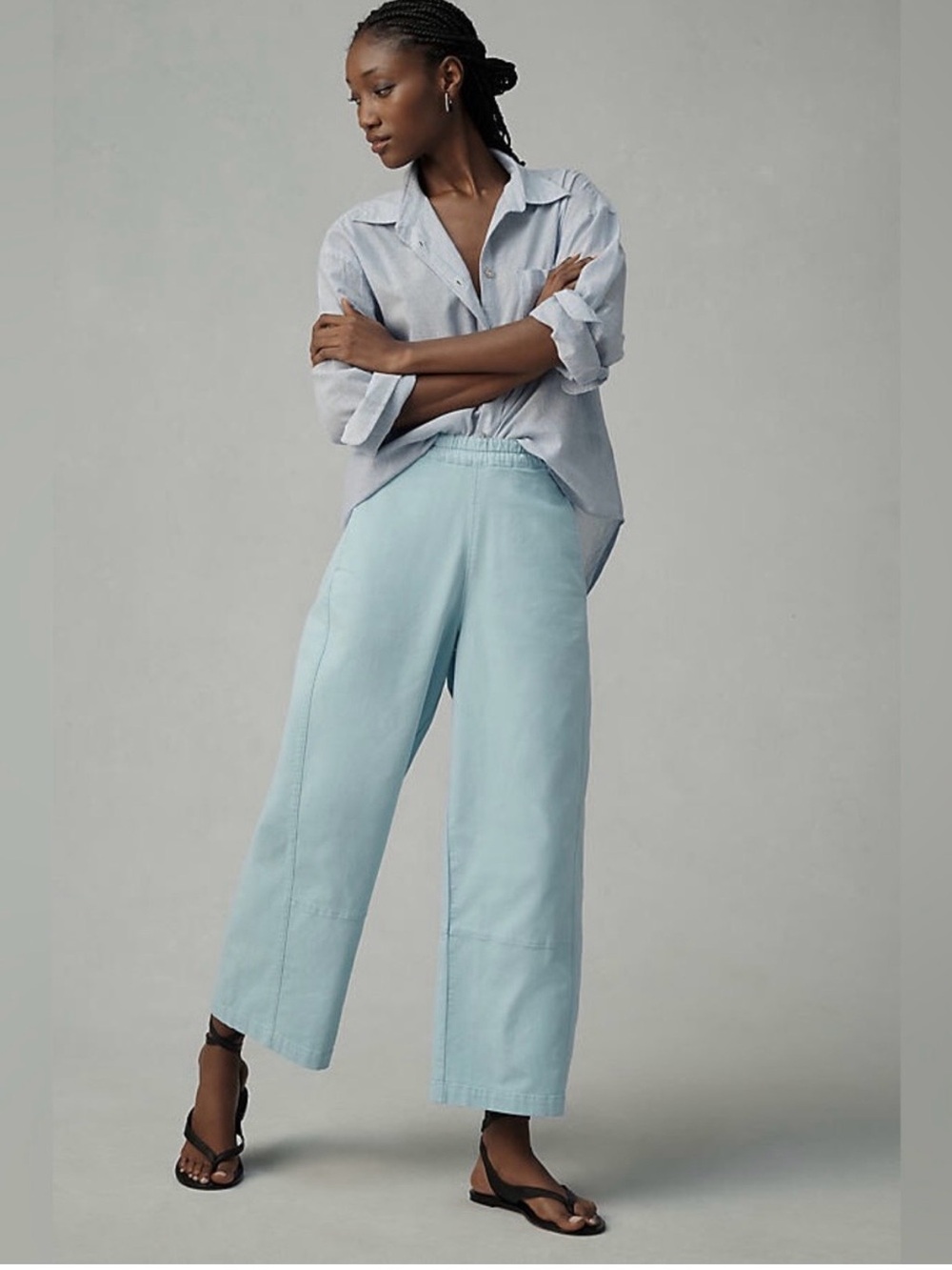 Anthropologie Pilcro Izzie Relaxed Pull-On Barrel Pants light blue